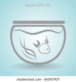 Aquarium and fish vector icon