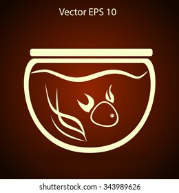 Aquarium and fish vector icon