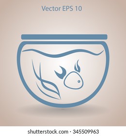 Aquarium and fish vector icon