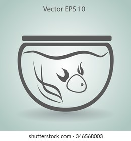 Aquarium and fish vector icon
