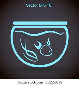 Aquarium and fish vector icon