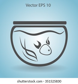 Aquarium and fish vector icon
