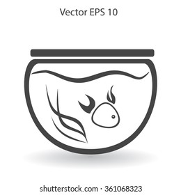 Aquarium and fish vector icon