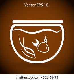 Aquarium and fish vector icon