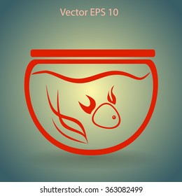 Aquarium and fish vector icon