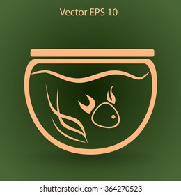 Aquarium and fish vector icon