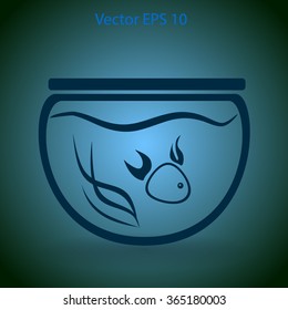 Aquarium and fish vector icon