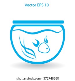 Aquarium and fish vector icon