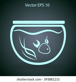 Aquarium and fish vector icon
