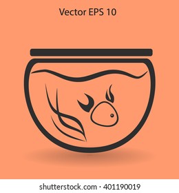 Aquarium and fish vector icon