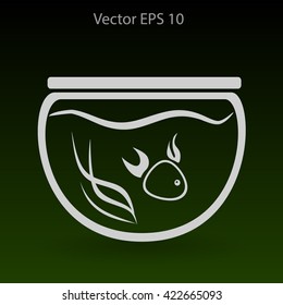 Aquarium and fish vector icon