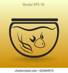 Aquarium and fish vector icon