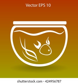 Aquarium and fish vector icon