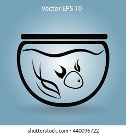 Aquarium and fish vector icon