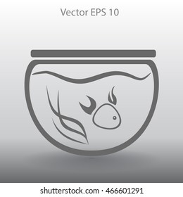 Aquarium and fish vector icon