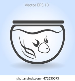 Aquarium and fish vector icon