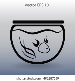 Aquarium and fish vector icon