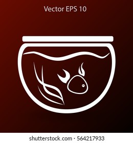 Aquarium and fish vector icon