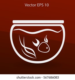 Aquarium and fish vector icon