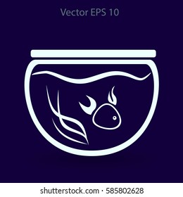 Aquarium and fish vector icon