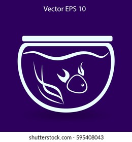 Aquarium and fish vector icon