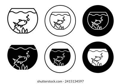 Aquarium with fish vector icon set collection. Aquarium with fish Outline flat Icon.