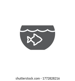 Aquarium with fish vector icon symbol isolated on white background