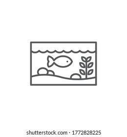 Aquarium with fish vector icon symbol isolated on white background