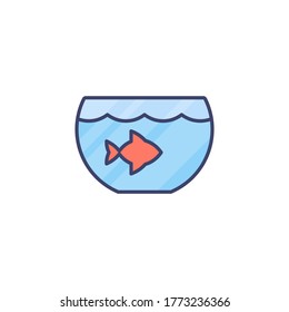 Aquarium with fish vector icon symbol isolated on white background