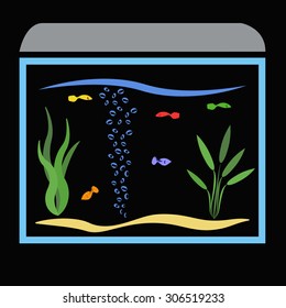 Aquarium with fish and water plants vector art concept