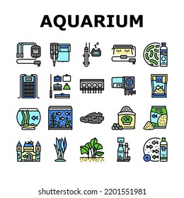 Aquarienfisch Wasser Aquarium Symbole Set Vektorgrafik. Unterwasserozeane, Meereskorallen, Goldfische aus Glas, Fischschüssel Riff, Leder blauen Aquarium Aquarium Aquarium Aquarium Aquarium Aquarium Aquarium Aquarium Aquarium Aquarium Aquarium Aquarium Aquarellfarbenillustrationen