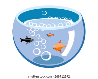 Aquarium with fishes vector drawing