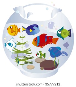 Aquarium with fishs vector illustration