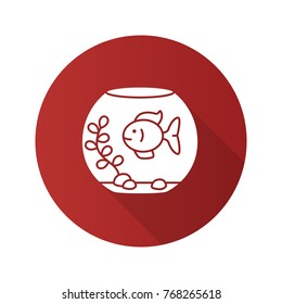 Aquarium flat design long shadow glyph icon. Fishkeeping. Fish tank. Vector silhouette illustration