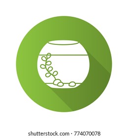 Aquarium flat design long shadow glyph icon. Fishkeeping. Fish tank. Vector silhouette illustration
