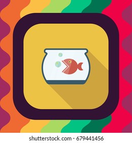 aquarium flat icon with long shadow, vector illustration 