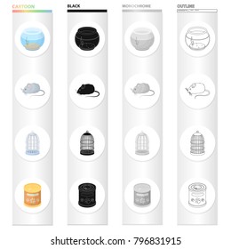 Aquarium, glass, round and other web icon in cartoon style.Pet, goods, attributes, icons in set collection.