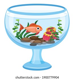 Aquarium glass transparent icon. Cartoon of aquarium glass transparent vector icon for web design isolated on white background