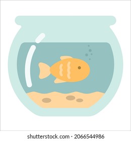 Aquarium (golden fish) flat icon. Cartoon illustration. Vector sign for mobile app and web sites.