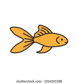 Aquarium goldfish color icon. Fishbowl pet. Isolated vector illustration