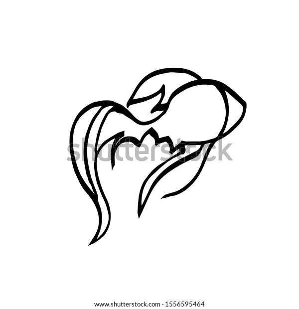 Aquarium Goldfish Outline Drawing Black Pen Stock Vector (Royalty Free ...