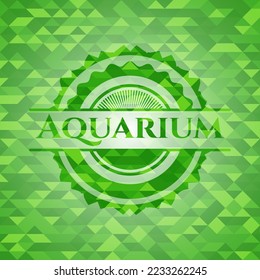 Aquarium green emblem with mosaic ecological style background. Vector Illustration. Detailed. 