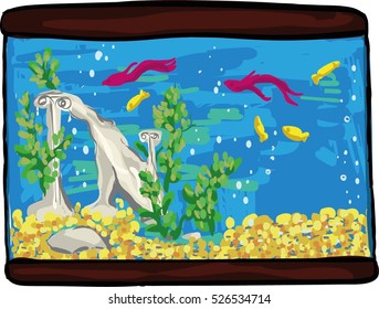 Aquarium hand drawn
