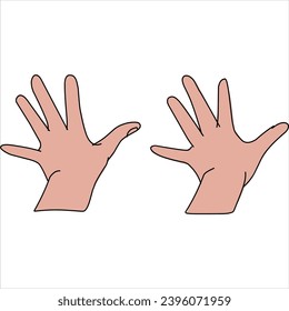 Aquarium Hand vector illustration. Female hands holding and pointing gesture, crossed fingers, fist, peace and thumbs up. Cartoon human palm and wrist vector set. hand sign language for the deaf