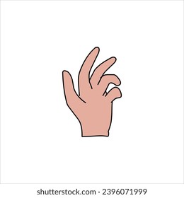 Aquarium Hand vector illustration. Female hands holding and pointing gesture, crossed fingers, fist, peace and thumbs up. Cartoon human palm and wrist vector set. hand sign language for the deaf