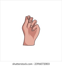 Aquarium Hand vector illustration. Female hands holding and pointing gesture, crossed fingers, fist, peace and thumbs up. Cartoon human palm and wrist vector set. hand sign language for the deaf