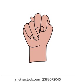 Aquarium Hand vector illustration. Female hands holding and pointing gesture, crossed fingers, fist, peace and thumbs up. Cartoon human palm and wrist vector set. hand sign language for the deaf