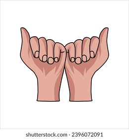 Aquarium Hand vector illustration. Female hands holding and pointing gesture, crossed fingers, fist, peace and thumbs up. Cartoon human palm and wrist vector set. hand sign language for the deaf