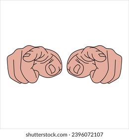 Aquarium Hand vector illustration. Female hands holding and pointing gesture, crossed fingers, fist, peace and thumbs up. Cartoon human palm and wrist vector set. hand sign language for the deaf