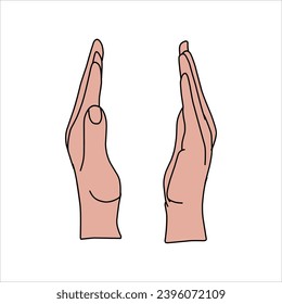 Aquarium Hand vector illustration. Female hands holding and pointing gesture, crossed fingers, fist, peace and thumbs up. Cartoon human palm and wrist vector set. hand sign language for the deaf